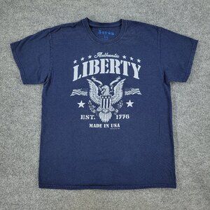 Liberty Shirt Men Large Blue Made In USA American Flag Graphic Tee Short Sleeve